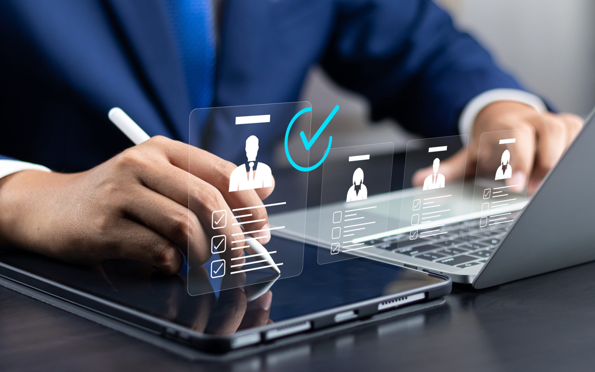 HR manager using technology to find the perfect candidate