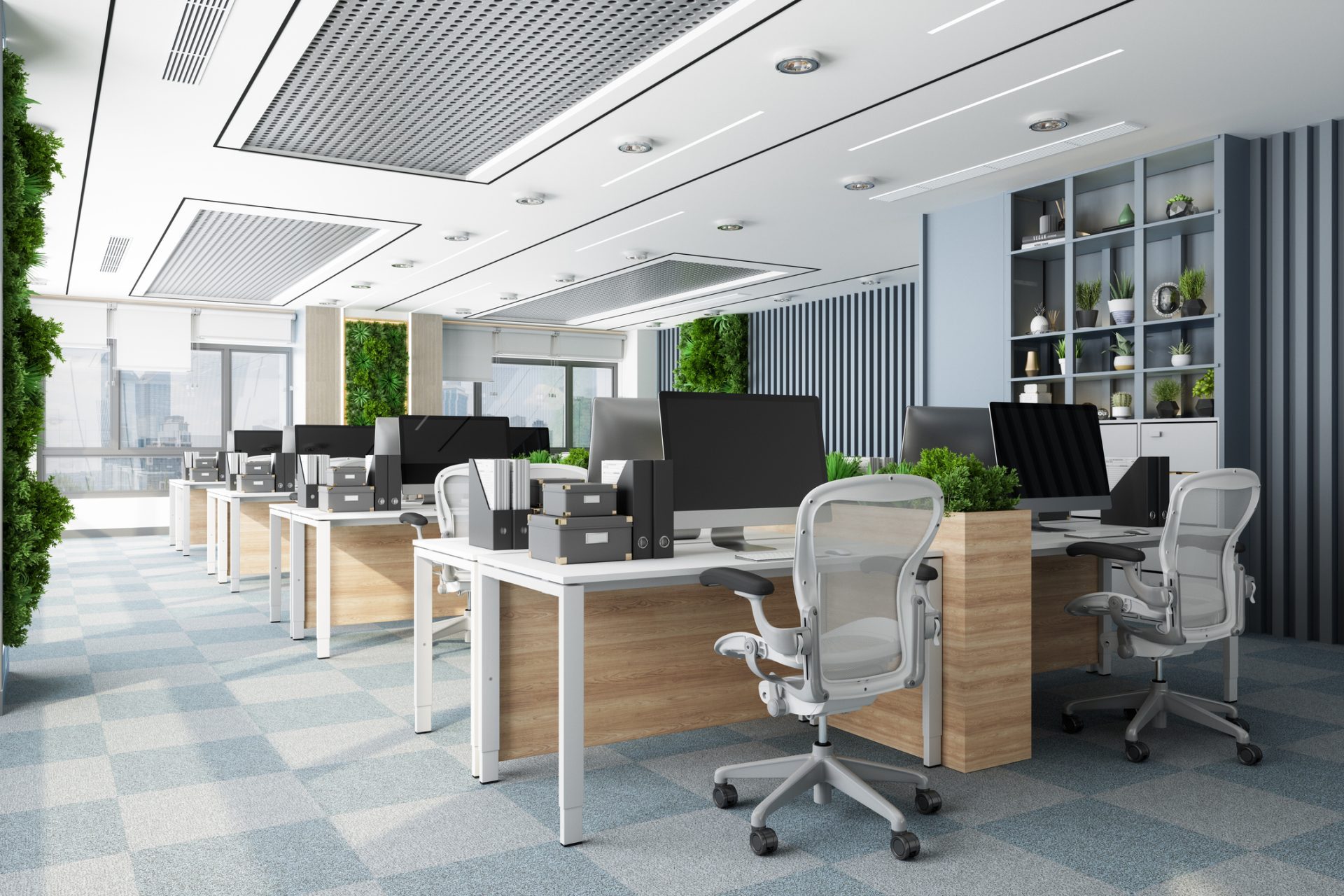 Modern eco-friendly open plan office interior